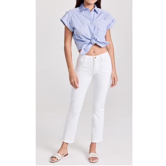 FRAME Le High Straight Jeans in Blanc Size 27 - Picture 3 of 16